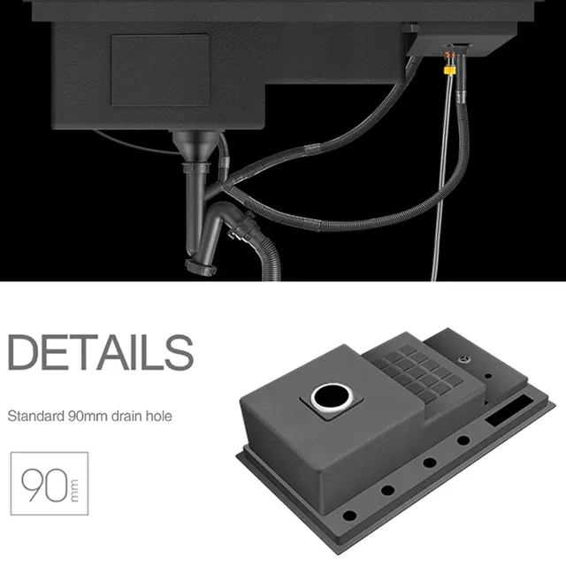 ASRAS ขนาดใหญ่ขนาดนาโนเมตรถ้วย Rinser Stepped อ่างล้างจาน 304 สแตนเลส 4 มม.ความหนา Handmade อ่างล้างจานผู้ถือมีด 5