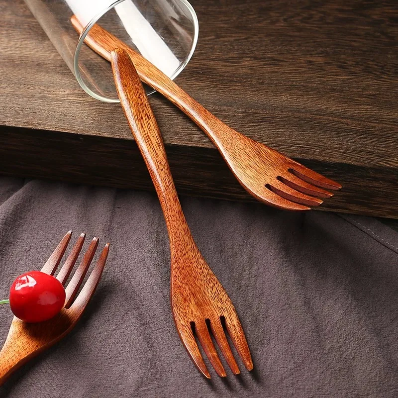 Japanese Solid Wood Fruit Forks 6pcs