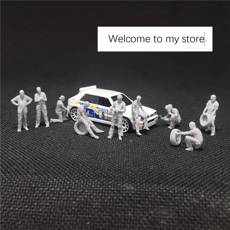 

miniature 1/64 resin figure model unpainted Auto repair shop repairman electric welding repairman 9pcs/set