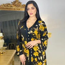 

Ramadan Eid Muslim Hijab Dress Floral Jalabiya 2022 Dubai Abaya Dress for Women Moroccan Kaftan Turkey Arabic Islamic Clothing