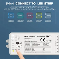 5in1 Tuya ZigBee ตัวควบคุมไฟ LED 3.0 CCT RGBW + CCT rgbcw Strip 12V 24V 2.4G ระยะไกล FR Alexa Google Home Smart Life APP 4