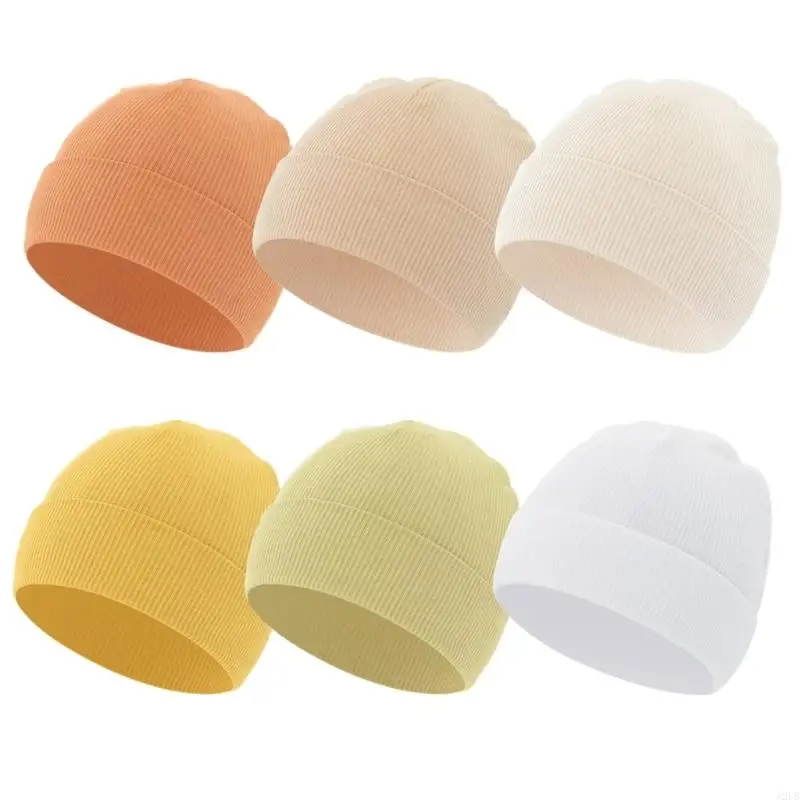 4pcs Baby Set Weiche bequeme Strickkappen atmungsaktiven für Neugeborene Jungen und Mädchen warmer Schutz Herbst – Detail 9