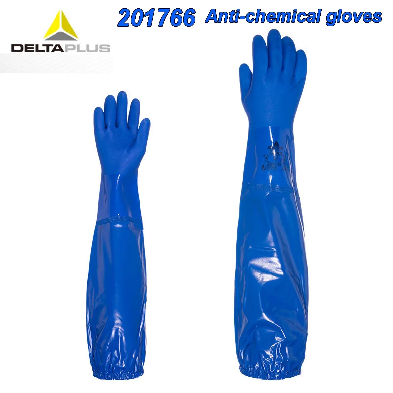 Deltaplus Chemical gloves 62cm PVC dip lengthening acid and alkali resistance Oil resistance Wear resistance Protective gloves