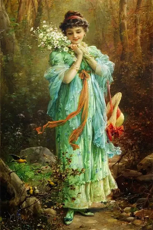 Reproducciones de pinturas de Hans Zatzka, estética renacentista, impresiones, póster, dama noble en el jardín, pintura en lienzo, arte de pared, cuadros