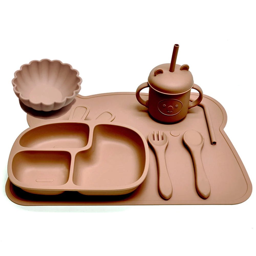 Children's tableware with suction cupsChildren's dinner platesAutonomous eating training bowls and trays 5
