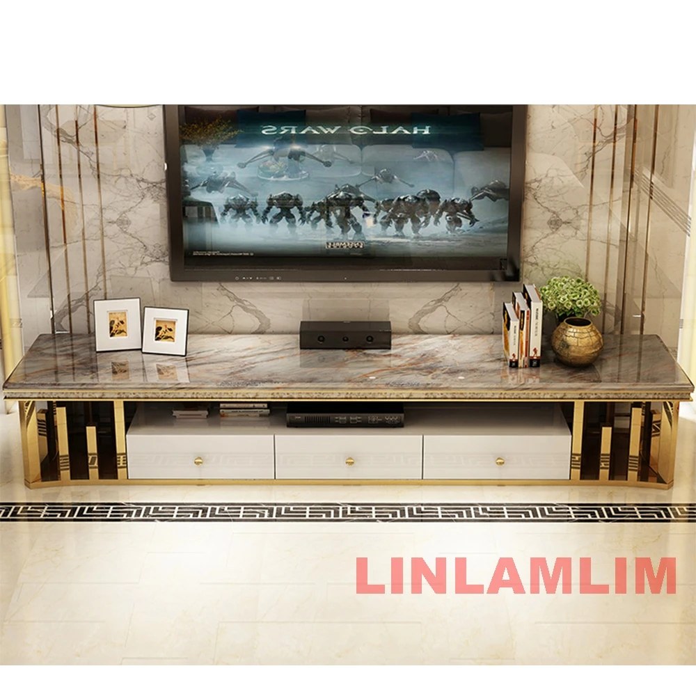 MINGDIBAO Living Room Furniture: Natural Marble Stainless Steel TV Stand  Gold TV Table Sticking Seashell Modern Home TV Cabinet - AliExpress, image size:1000x1000
