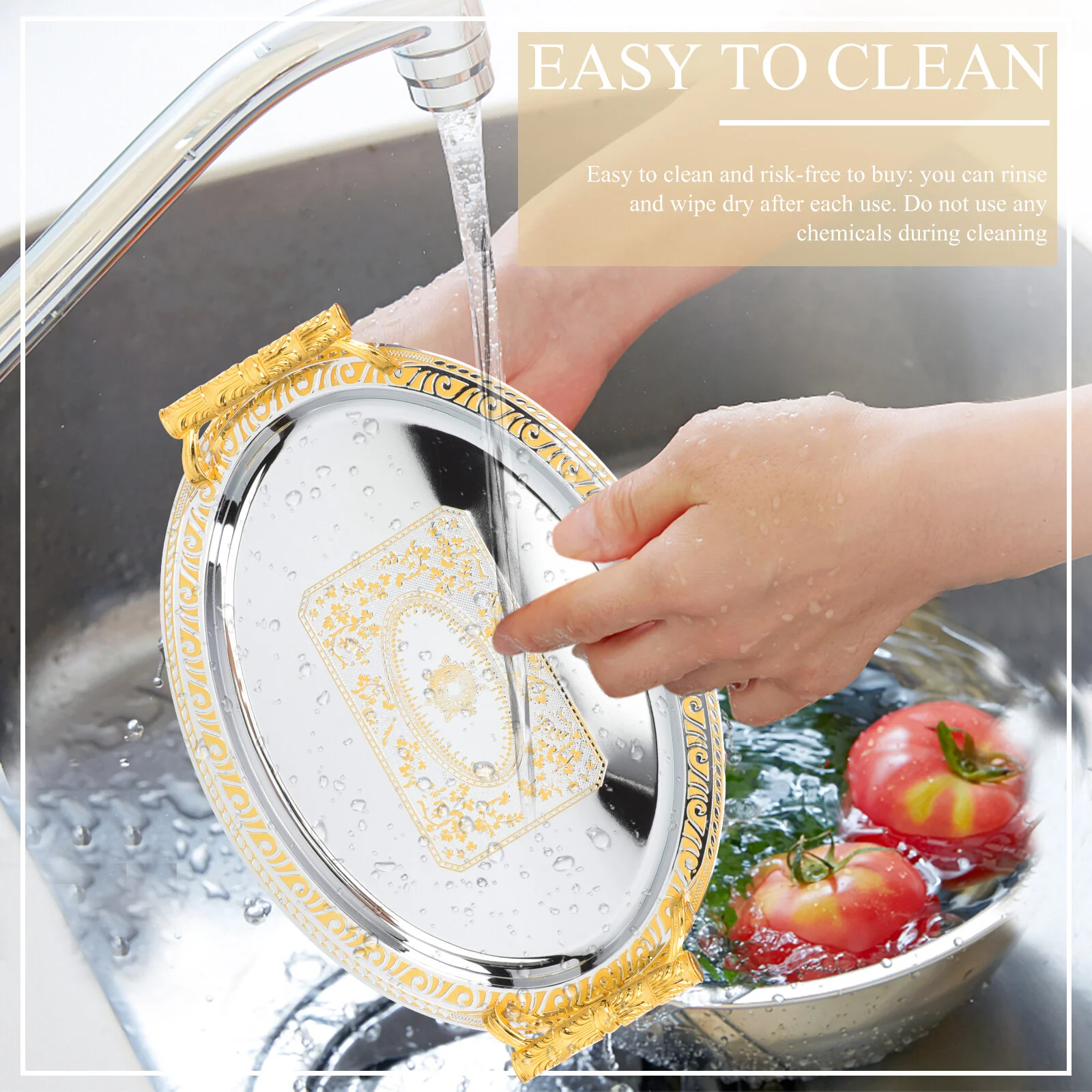 Stainless Steel Coffee Tray for Household Use European Style Serving Tray for Fruits Snacks and More