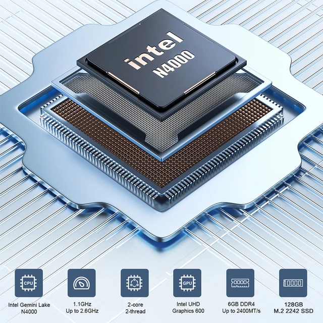 MLLSE Mini PC M2 Air Intel Gemini Lake N4000 Intel J3710 Windows 11 6 GB RAM 128 GB ROM Dual-Band WiFi Bluetooth USB Mini computer 3