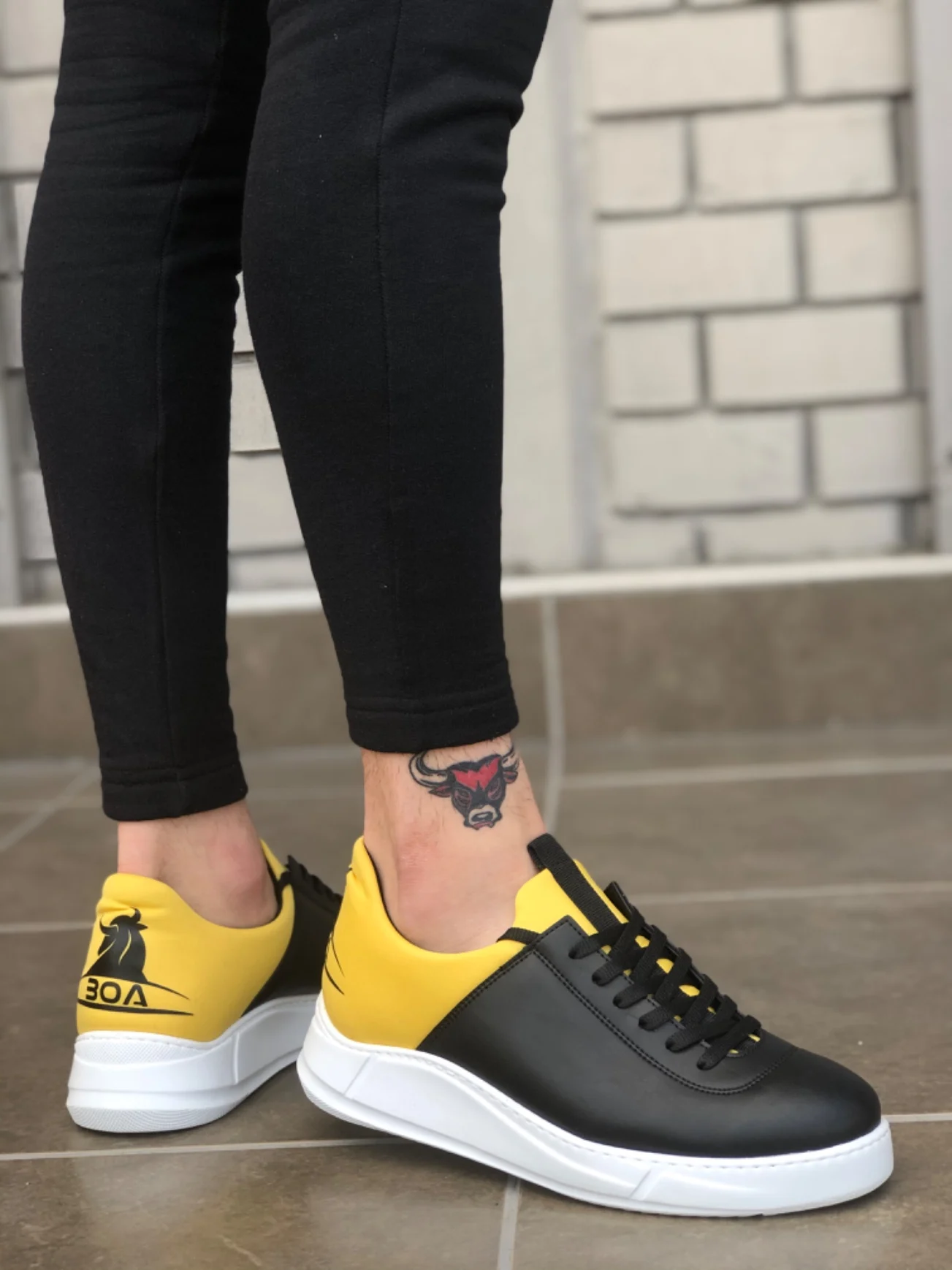 BA0031 Zwart Geel Wit Hoge Zool Casual schoenen voor Mannen| - AliExpress