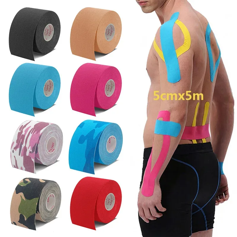 1/6Pcs Sports Kinesio Tape Muscle Kinesiology Elastic Knee Pain Relief Strain Patch Athletic Recovery Stickers Fitness Bandages