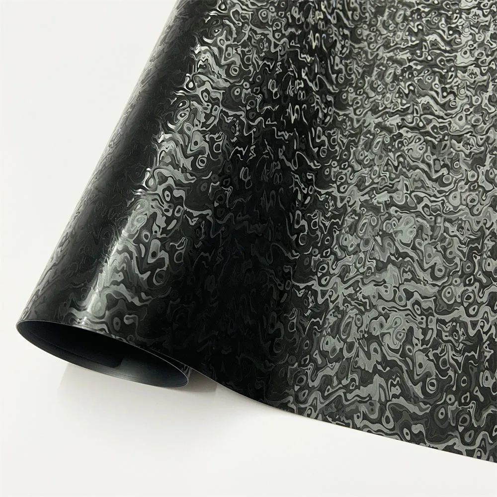 Glossy Black Cosmic Hex Forged Carbon Fiber Vinyl Wrap for Vehicle Accessories