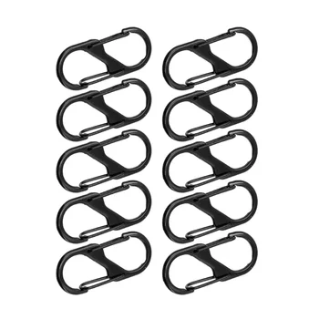 10 Pcs S Shaped Carabiner Metal Double Hooks Carabiner Keychain Small Spring Clips for Camping Fishing Traveling
