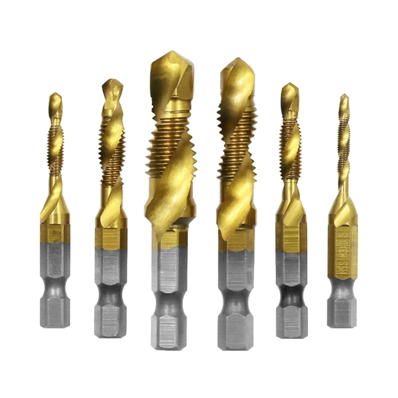 

6PCS Hexagonal Shank Compound Tap Set Precise Thread Cutting Drill Bits SetM3x0.5 M4x0.7 M5x0.8 M6x1 M8x1.25 M10x1.5