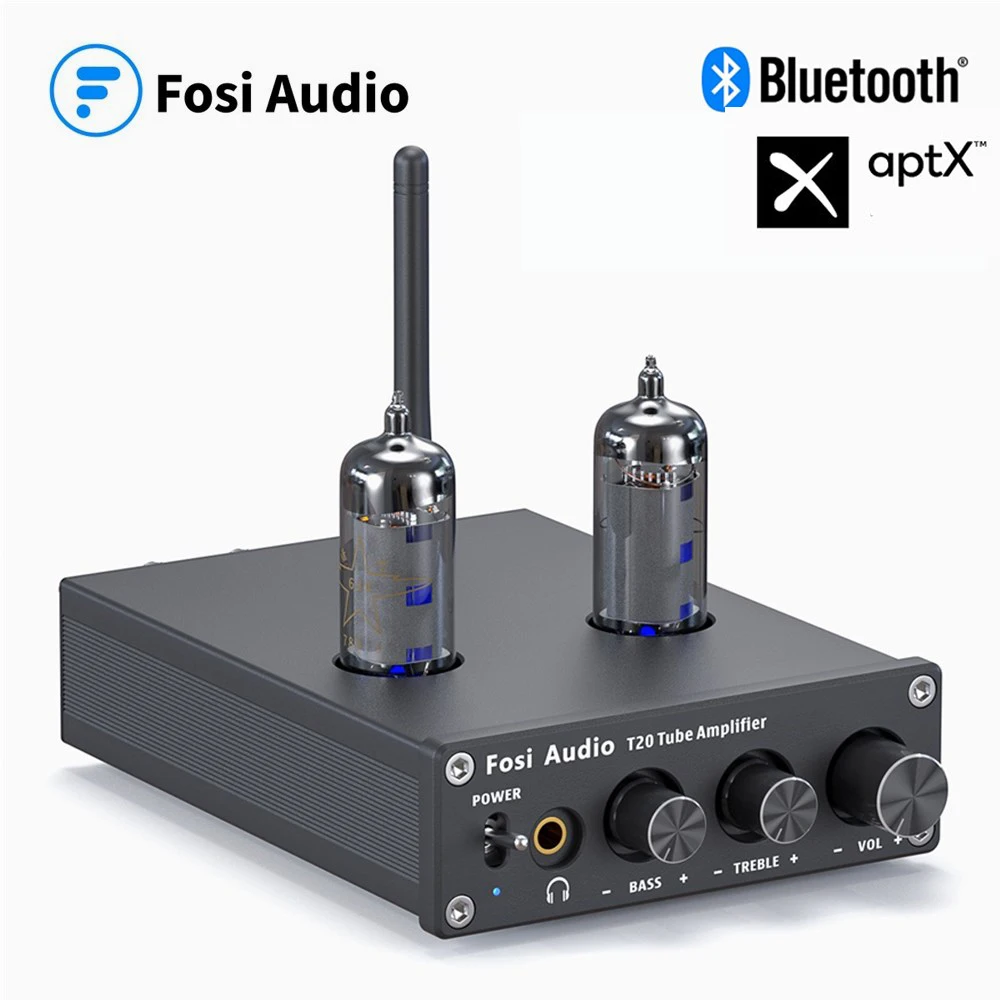 Fosi Audio Bluetooth Vacuum Tube Amplifier AptX HD Stereo Power Amp 50W TPA3116D2 Portable Headphone For Home Speakers |