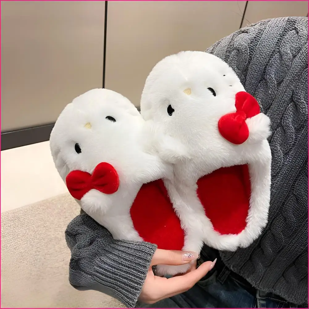 

New Sanrio Hello Kitty Plush Slippers Cartoon Y2K Winter Warm Cotton Shoes Kawaii Girls' Home Cotton Slippers Christmas Present
