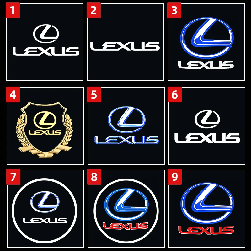 렉서스 RX ES LS IS LX GS GX LC RC UX 차량용 LED 웰컴 도어 라이트 2개, 자동차 아이콘 레이저 장식 램프 프로젝션 고스트 섀도우
