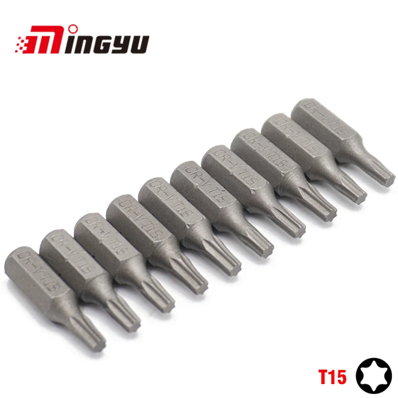 

10pcs 25mm 1/4" Torx T15 Screwdriver Bit Set Repair Tools ScrewdriversKit Hex Shank Drill Bit For Power Household Hand Tools