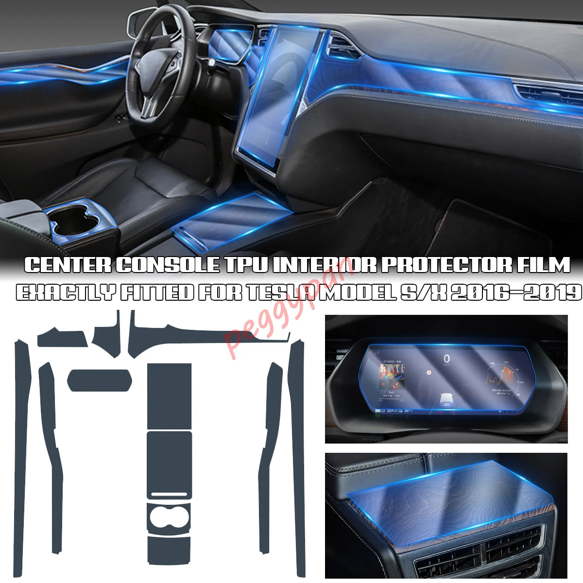 

Precut Interior Center Console Transparent TPU Clear Paint Protective Anti-scratch Repair Film For Tesla Model S X 2016-2019