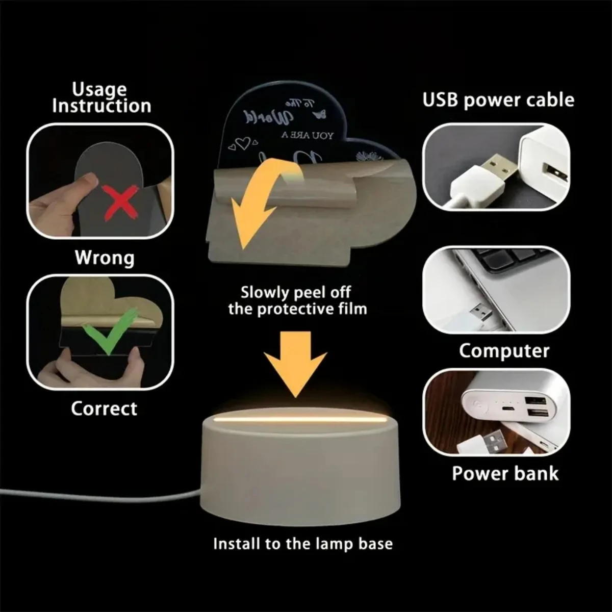 USB 따뜻한 책상 램프가 포함된 3D Le Fu 야간 조명은 가족과 친구를 위한 작은 선물이자 가정 장식입니다.