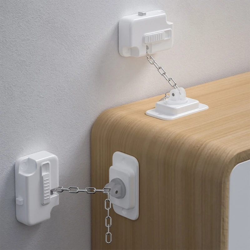 Refrigerator Lock Fridge Safety Lock, Heavy Duty Punching Kid Proofing Lock