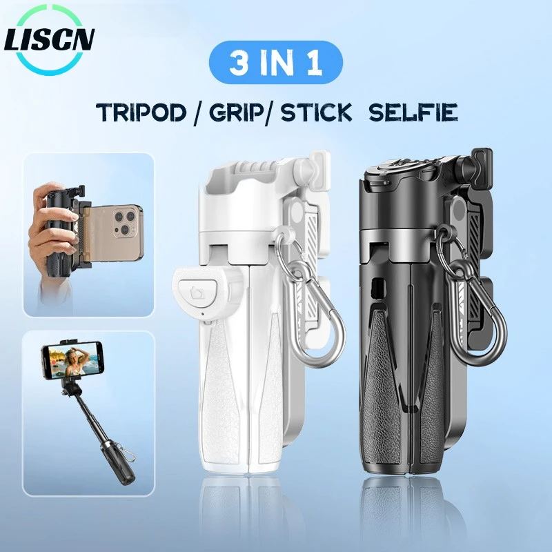 Selfie Stick LISCN P15 Selfie Stick Mini Extendable Phone Grip Tripod Remote Control Mini Phone Grip Shooting Vlogging Video
