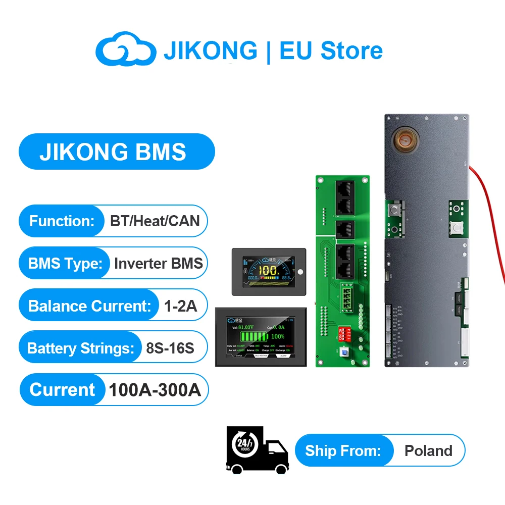 JIKONG V19 Inverter BMS 8S-16S 24V-48V 100A-300A 8S-16S LiFePo4 Li-Ion ...
