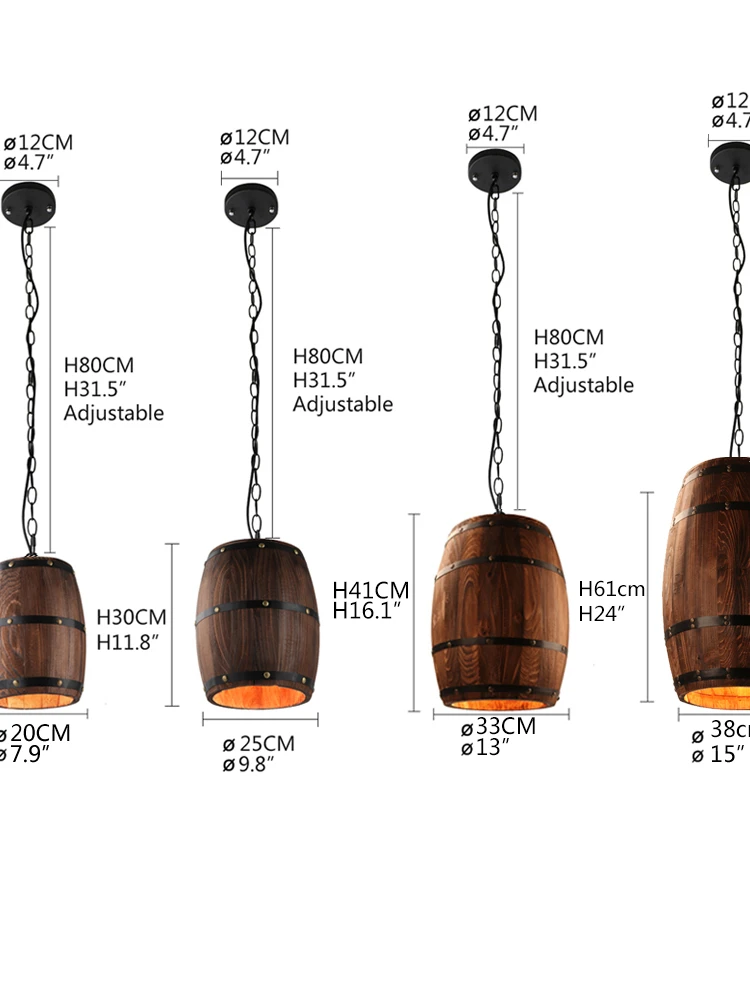 

modern nature loft wood Wine barrel E27 hanging vintage pendant lights for dining room living room restaurant cafe bar