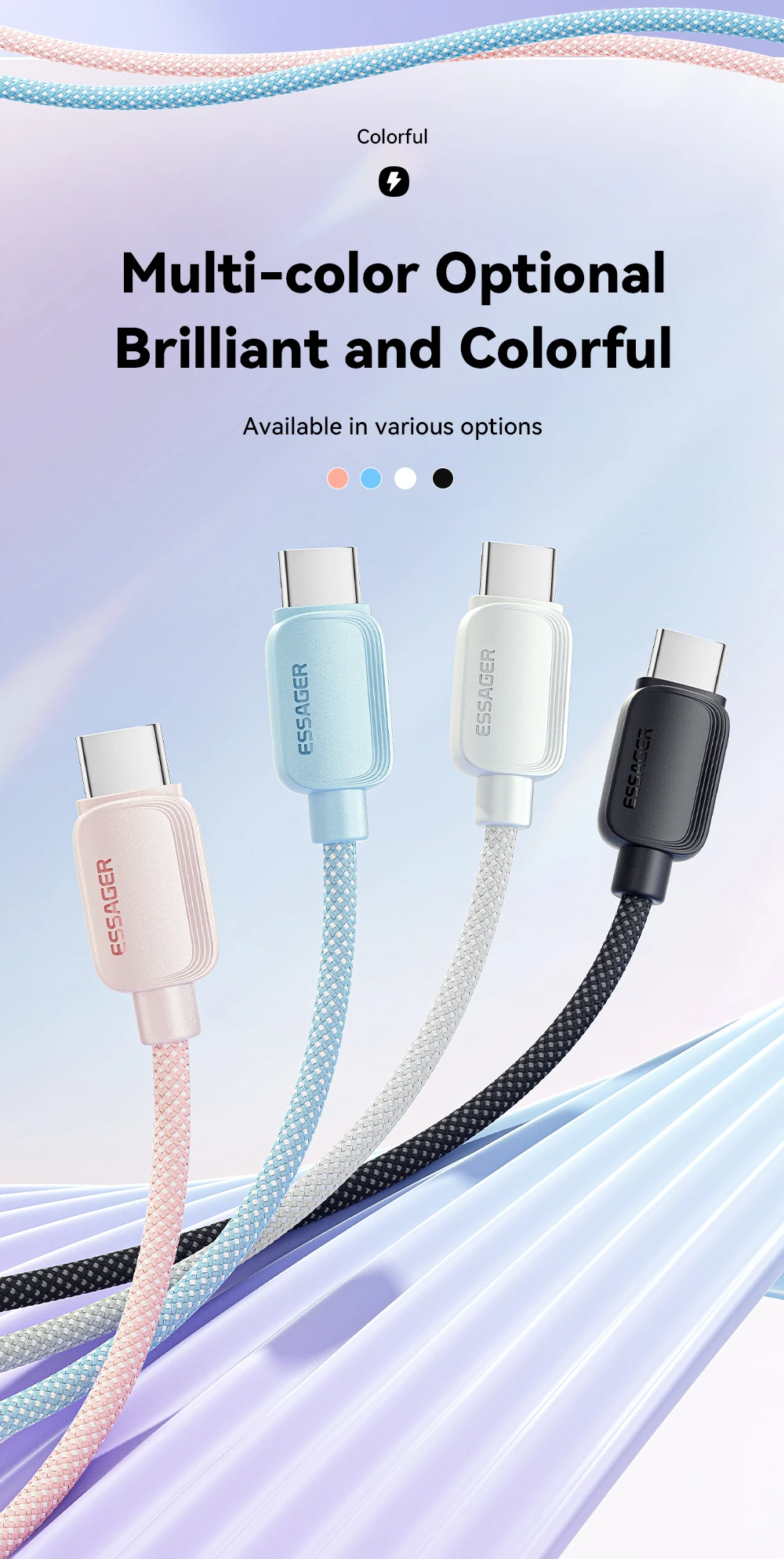 4Pcs 100W USB Type C Cable 5A PD Fast Charging Cable For iPhone 16 15 Pro Max Xi