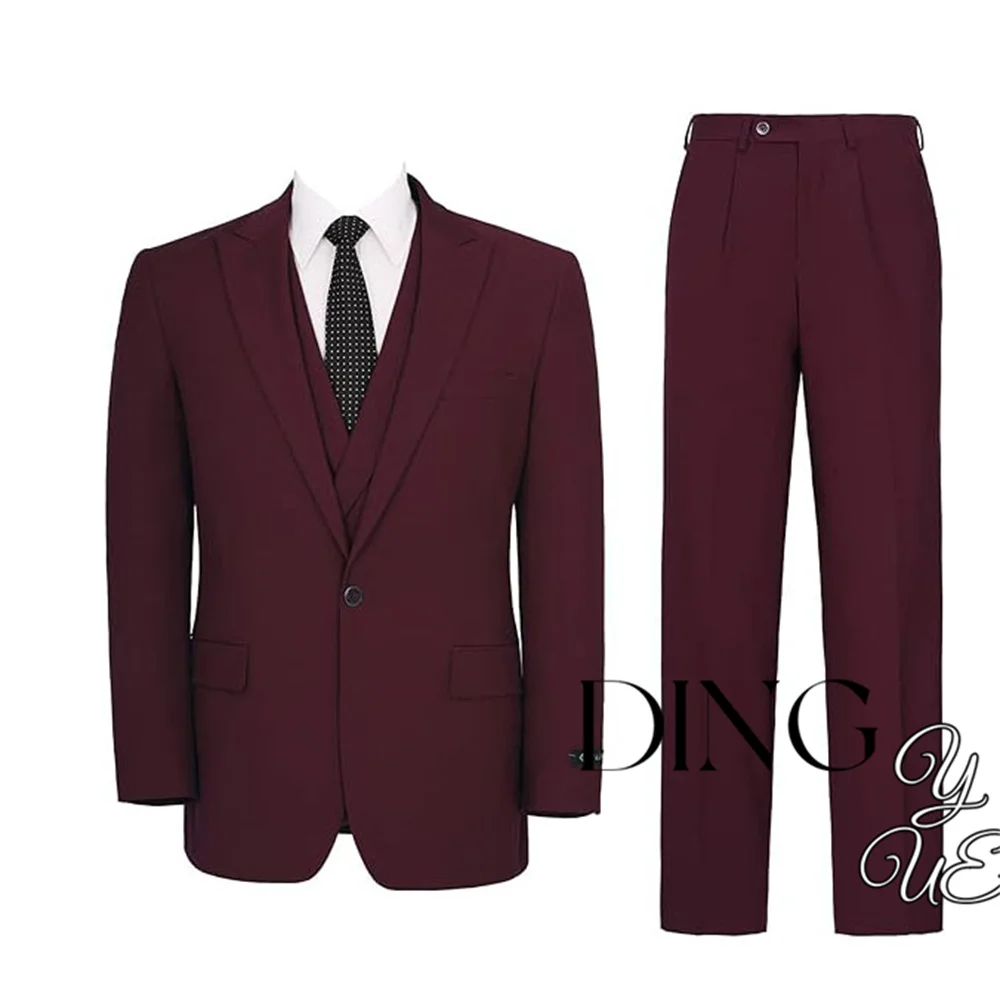 Men Suits Slim Fit - 3 Piece Suits Tuxdeo Prom Weddding Blazer Classic Fit Suit Set One Button Solid Jacket Blazer Vest & Pants