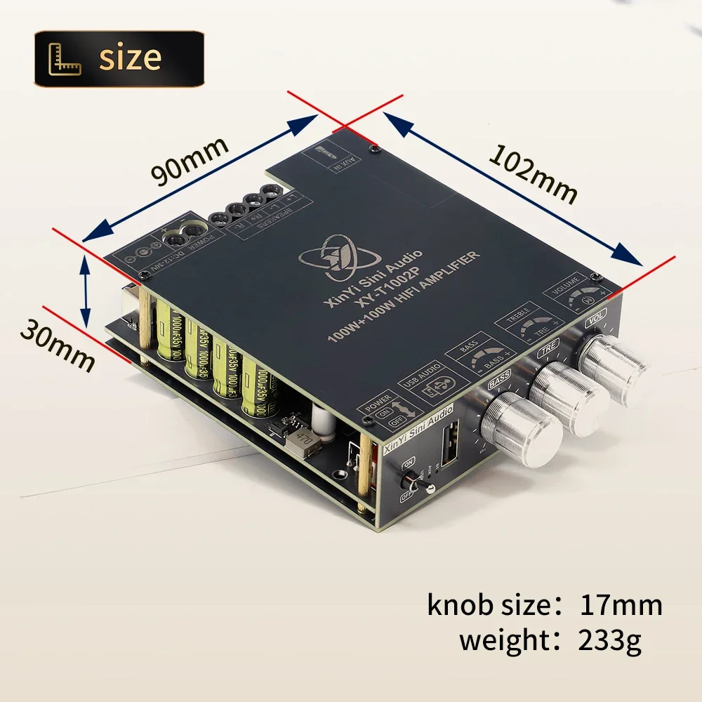 2*100W TPA3221 Bluetooth 5.2 Power Amplifier Board Class D USB AUX Sound Card Home Theater Audio Stereo Equalizer Amp 4