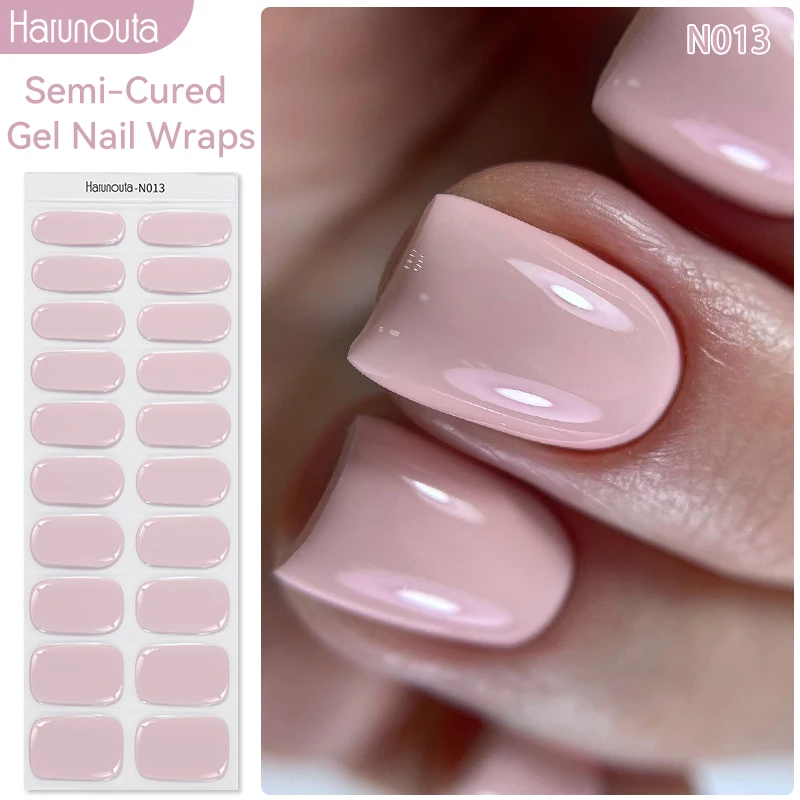 Gradient French Semi-cured Gel Nail Sticker 20Tips UV Lamp Needed Full Cover Nail Gel Polish Wraps Manicure Press on Nails Decal nail stickers nail decals