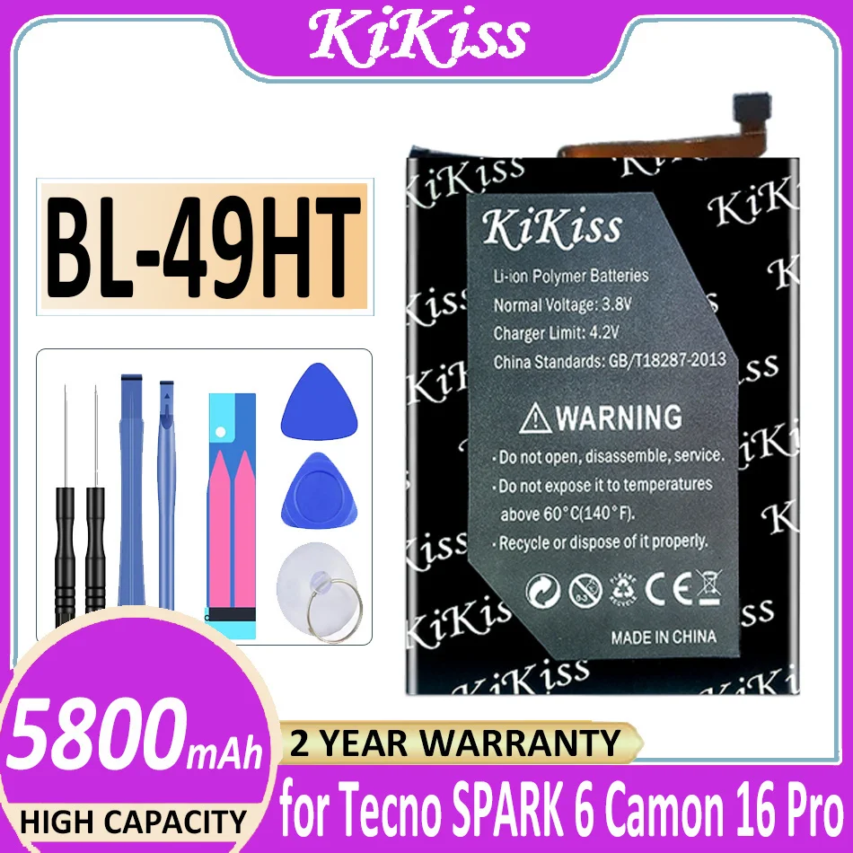 

Аккумуляторная батарея BL-49HT 5800 мач для Tecno SPARK 8 Pro 6 Camon 16/17 Pro 18P CH7 CG8 CG6 CG7 16pro Bateria