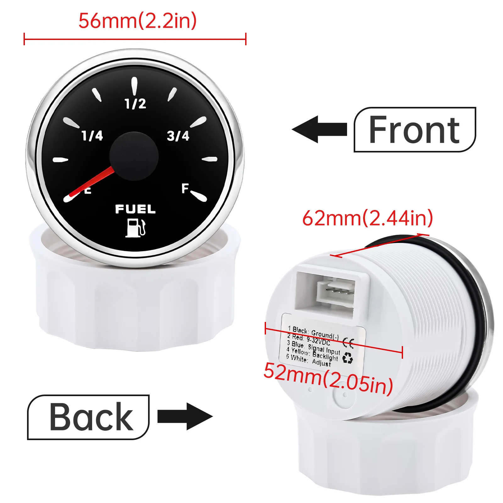 52MM 연료 레벨 미터 + 200mm 연료 레벨 센서 0-190ohm 오일 레벨 게이지 7가지 색상 오토바이 자동차 보트 선박 트럭 12V용