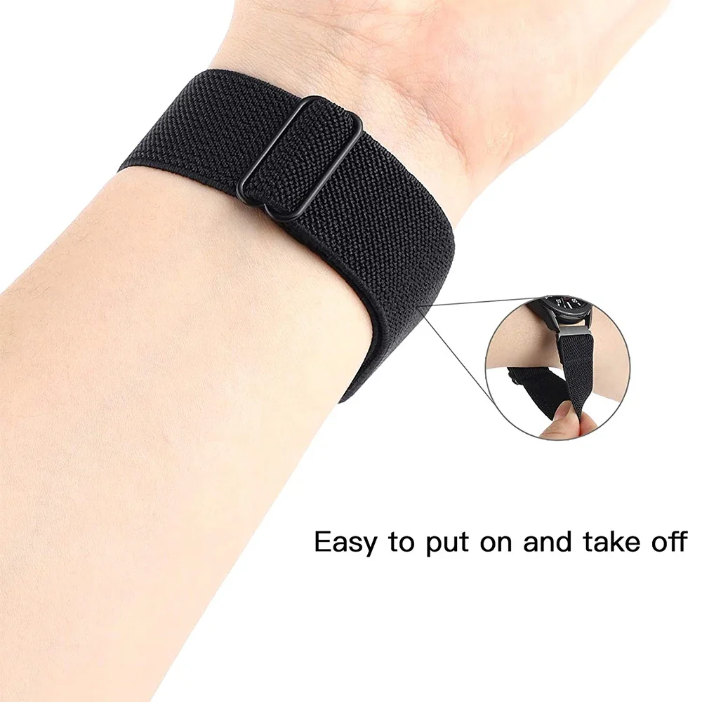 20mm 22mm Elastic Nylon Loop Strap for Samsung Galaxy Watch 4 5 6 7 40/44mm Pro Calssic 42/46mm Band Huawei Gt2/3 Amazfit Gts2/4