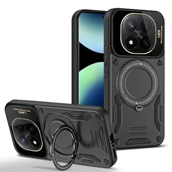 Magsafe Armor Ring Holder Case with Wireless Charging Capability - Redmi Note14Pro Plus (Black)