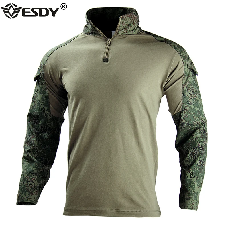

2023 New Mens Military Combat Shirts 1/4 Zip Long Sleeve Tactical Hunting Shirts Outdoor Hiking Army Shirts Casual Pullover Tops