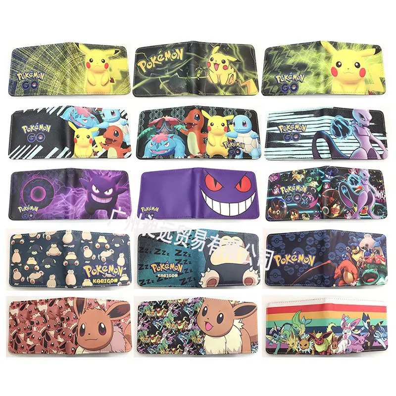 

Pokemon PU Purse Kawaii Pikachu Gengar Mewtwo Snorlax Eeveelution Casual Money Bag Card Holder Wallet Cute Cartoon Gift