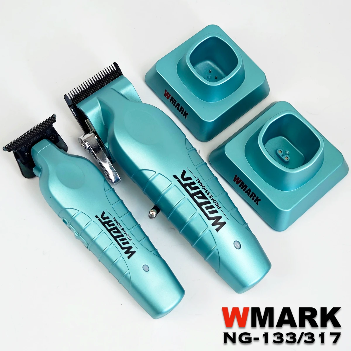 WMARK NG-133 NG-317 전문 전기 헤어 클리퍼 트리머, 모터 2 개 세트, 베이스 DLC 블레이드 포함, 이발소 조각, 8000RPM