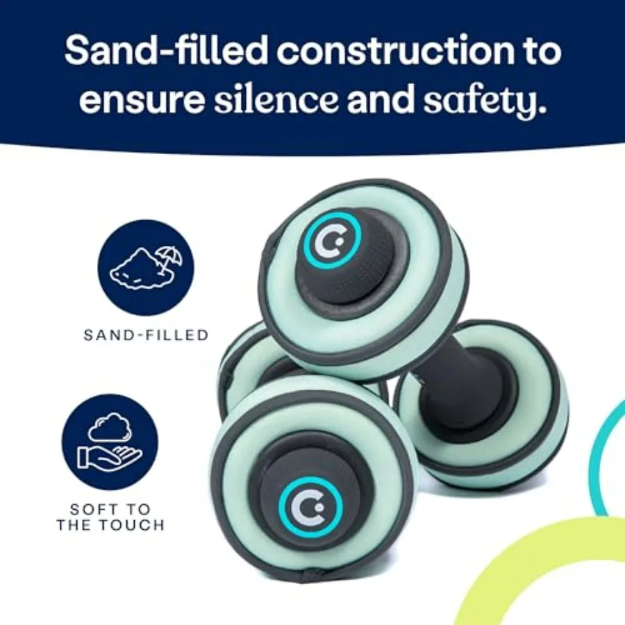 Build Adjustable Dumbbell Set - Includes Two Adjustable Hand Weight Dumbbells Plus 4 1 lb SoftRings Free Weights ​with Fast and