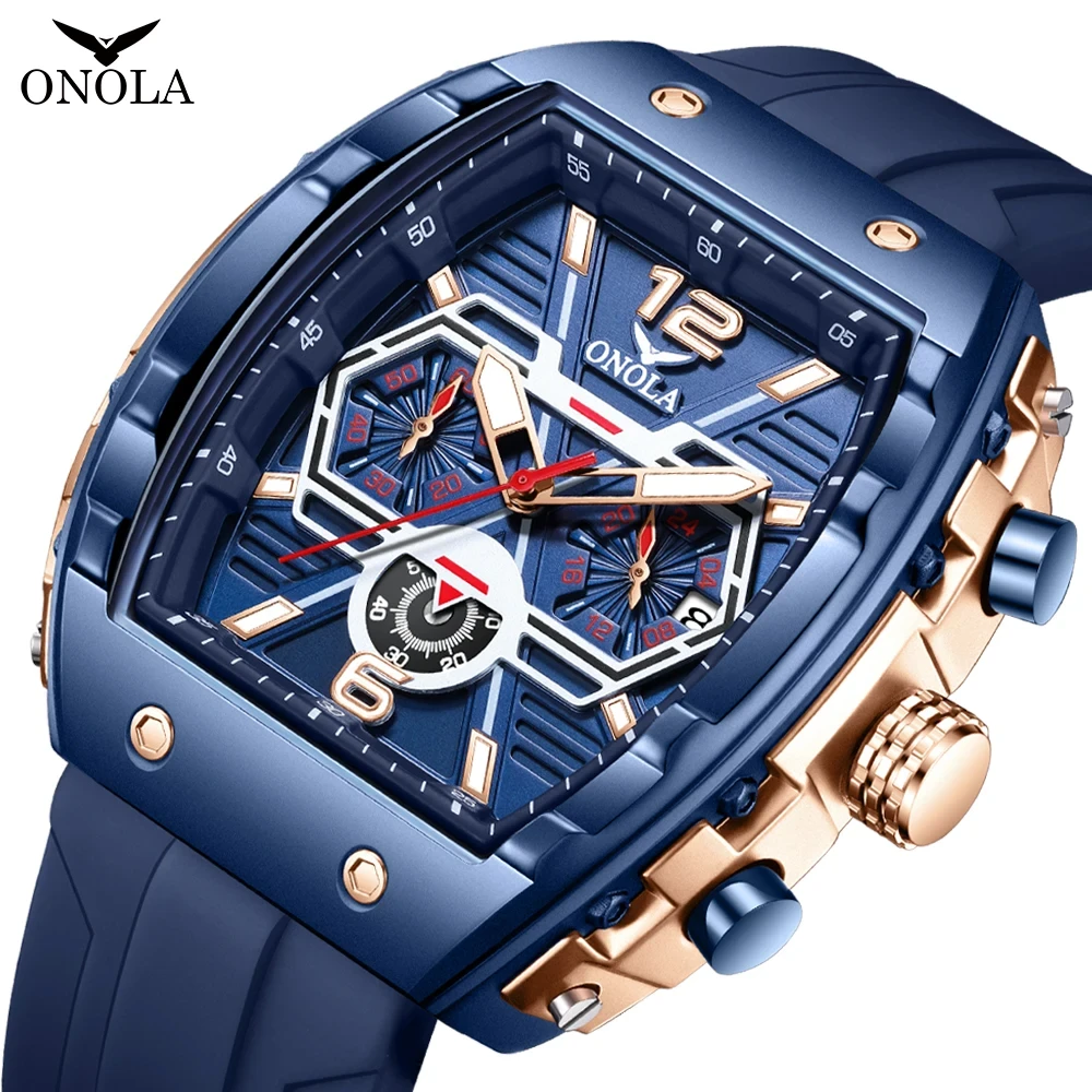 Fashion Design Hot Selling Men's Watch ONOLA Multi Functional Waterproof Silicon Tape Quartz Luxury Watches Men Colok_voghion.com