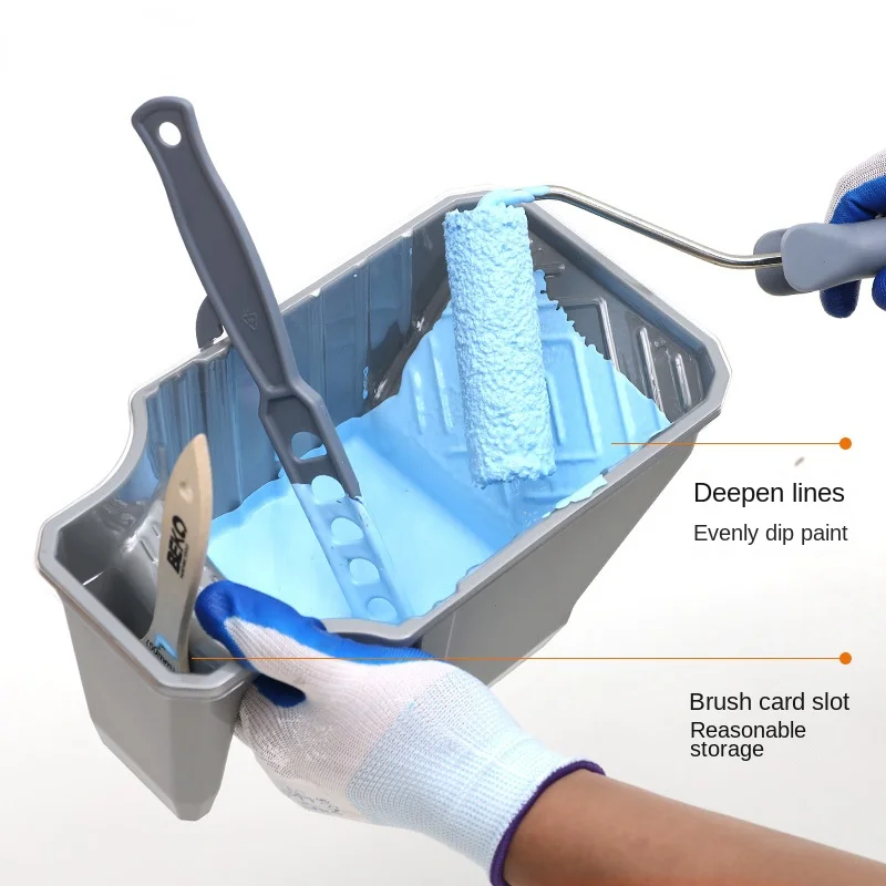 9pcs Paint Roller Brush Set Home Wall Painting Tray Roller Set Paint Brush Handheld Cup Bucket Combo Trimming Tools