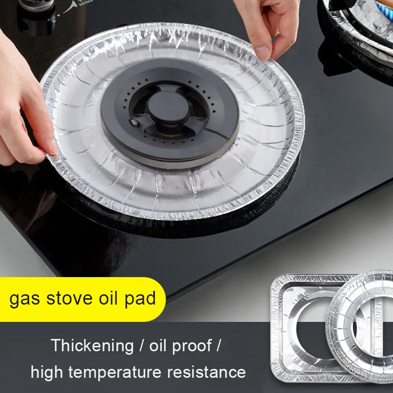 10 Pieces Thickened Aluminum Foil Square Round Cooktop Gas Stove Covers for Top Oil and Anti-Fouling Cleaning Pads |