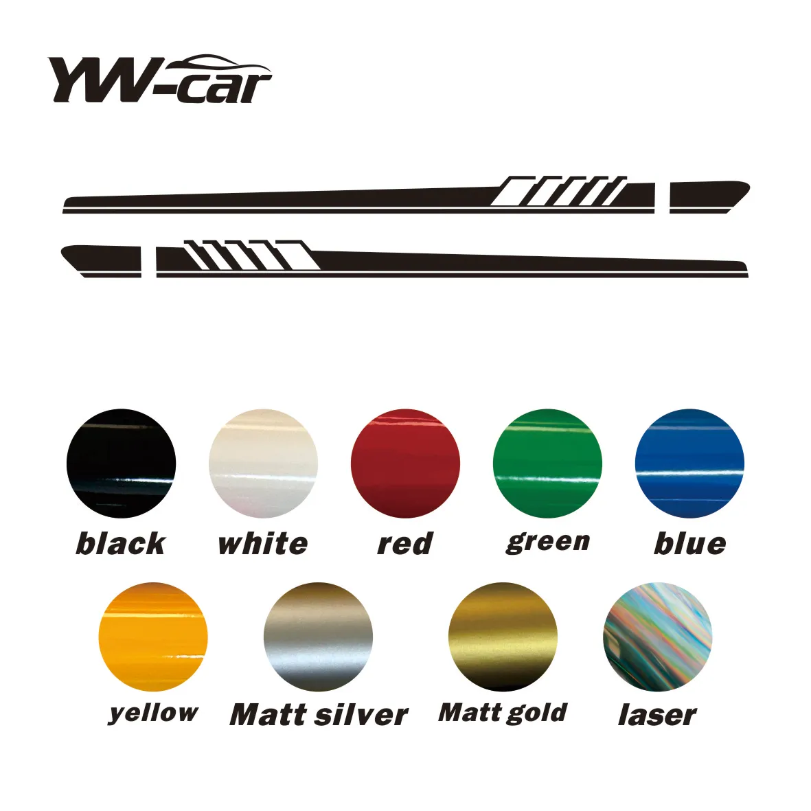 Set of 2 Premium Racing Sport Car Side Skirt Stripes Stickers - High-Quality Vinyl Decal Accessories