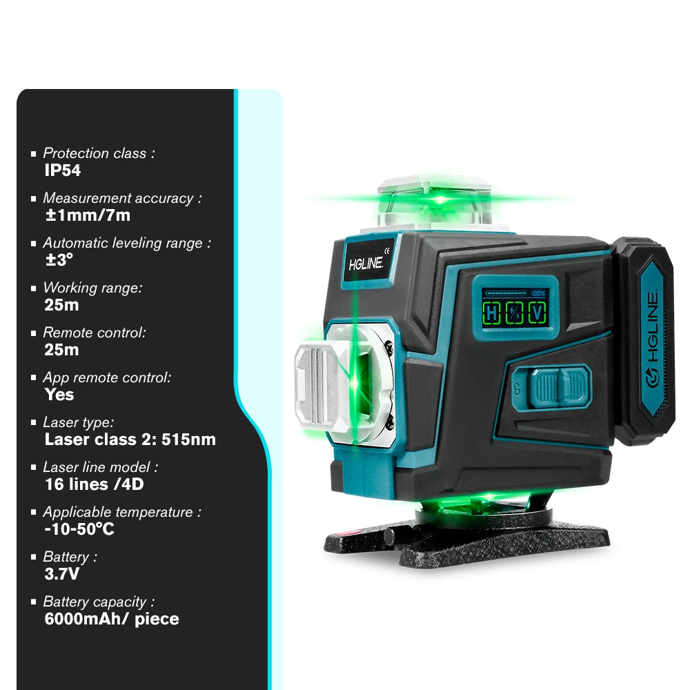 16 Lines Laser Level APP Remote Control Horizontal Vertical Levels Machine Power