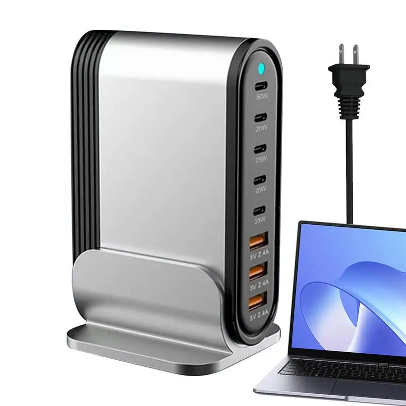 

Gan Charger PD Charger 200W USB C/USB A Charger 8 Ports Fast Charger Block High-Speed Charging Station for Tablets Laptops