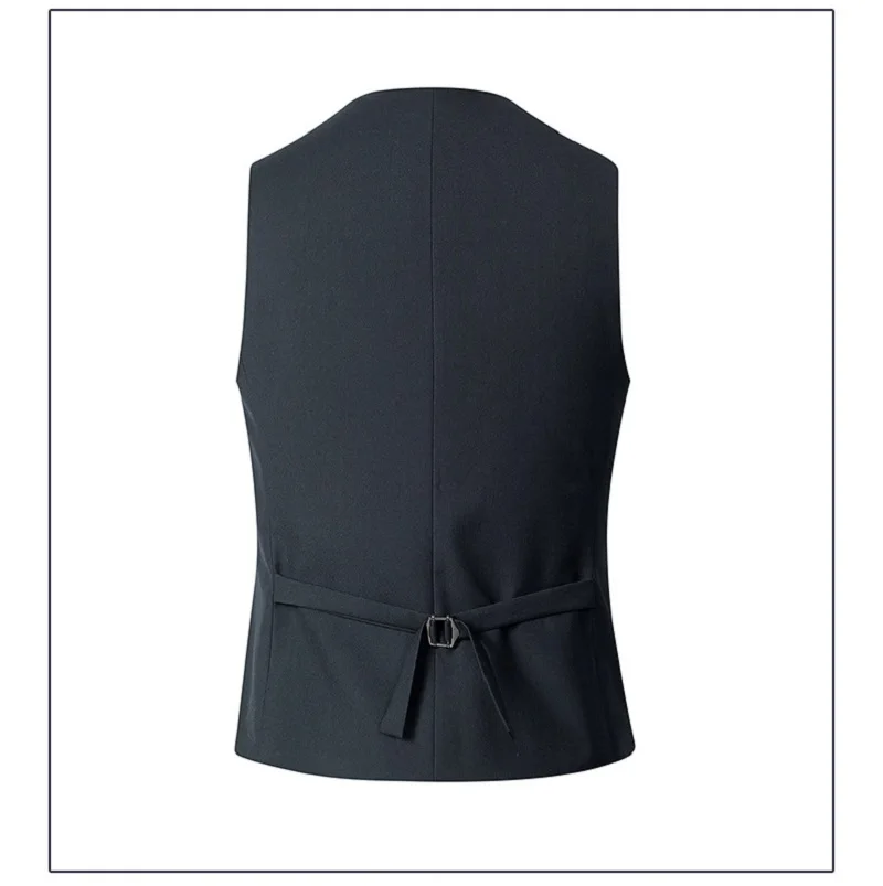 Elegant gentleman slim suit waistcoat men's vest gray black navy blue casual fashion V-neck work style