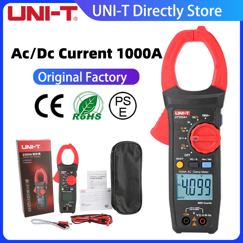 

Фотоцифровой измеритель зажима UT205A + UT206A + 1000V AC DC напряжение A ток Автоматический диапазон измерения температуры сопротивления мультиметр Амперметр тестер