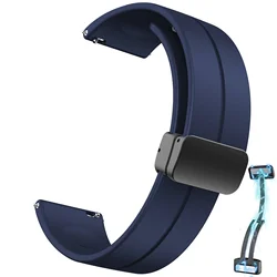Sport Silicone Magnetic Buckle Strap - 20mm/22mm Premium Watch Band for 20MM Universal (Midnight Blue)