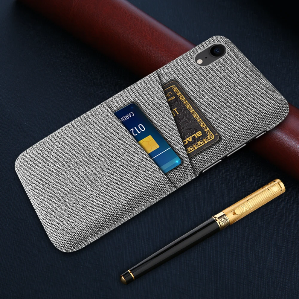 

Luxury Fabric Dual Card Phone Cover For iPhone XR XS MAX X 7+ 8+ Case For iPhone Apple 5 5S SE 6 6S 7 8 Plus Capa Coque Funda