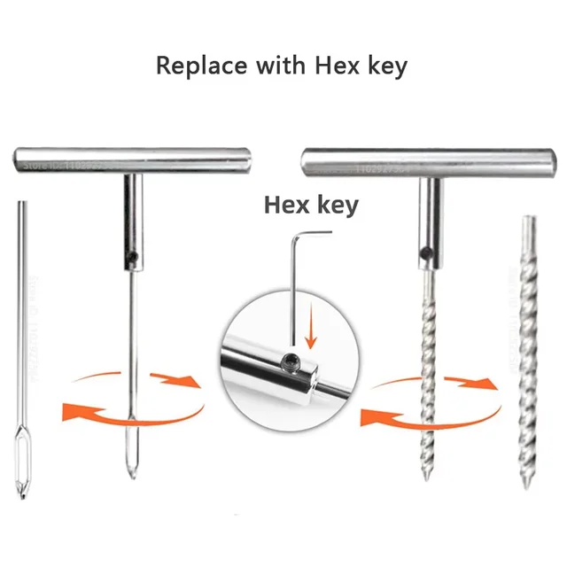 12-Piece Tyre Repairing Tool Set with T-Handle Plug, Tire Repair Replacement Needles for Efficient Fixing 2